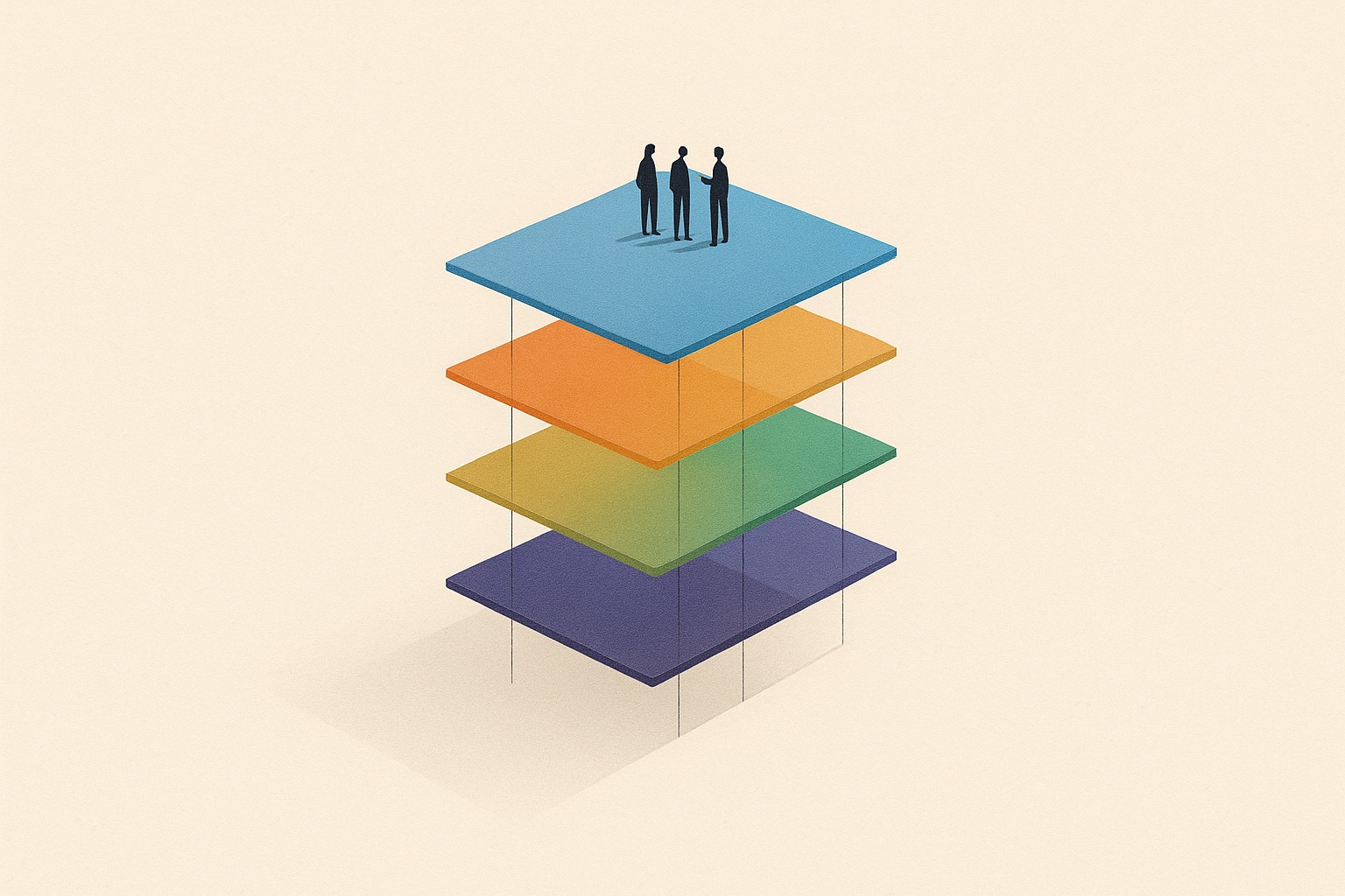 Illustration: the five planes of the Microsoft AI platform as stacked translucent layers